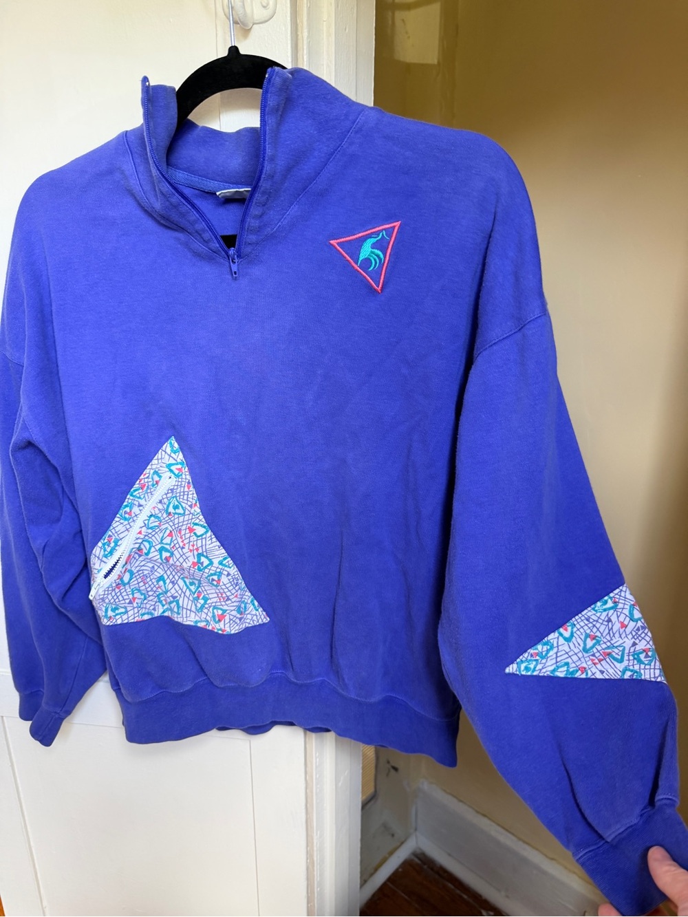 Vintage Le Coq Sportif Sweatshirt L Blue 1/4 Zip 80s 90s Retro